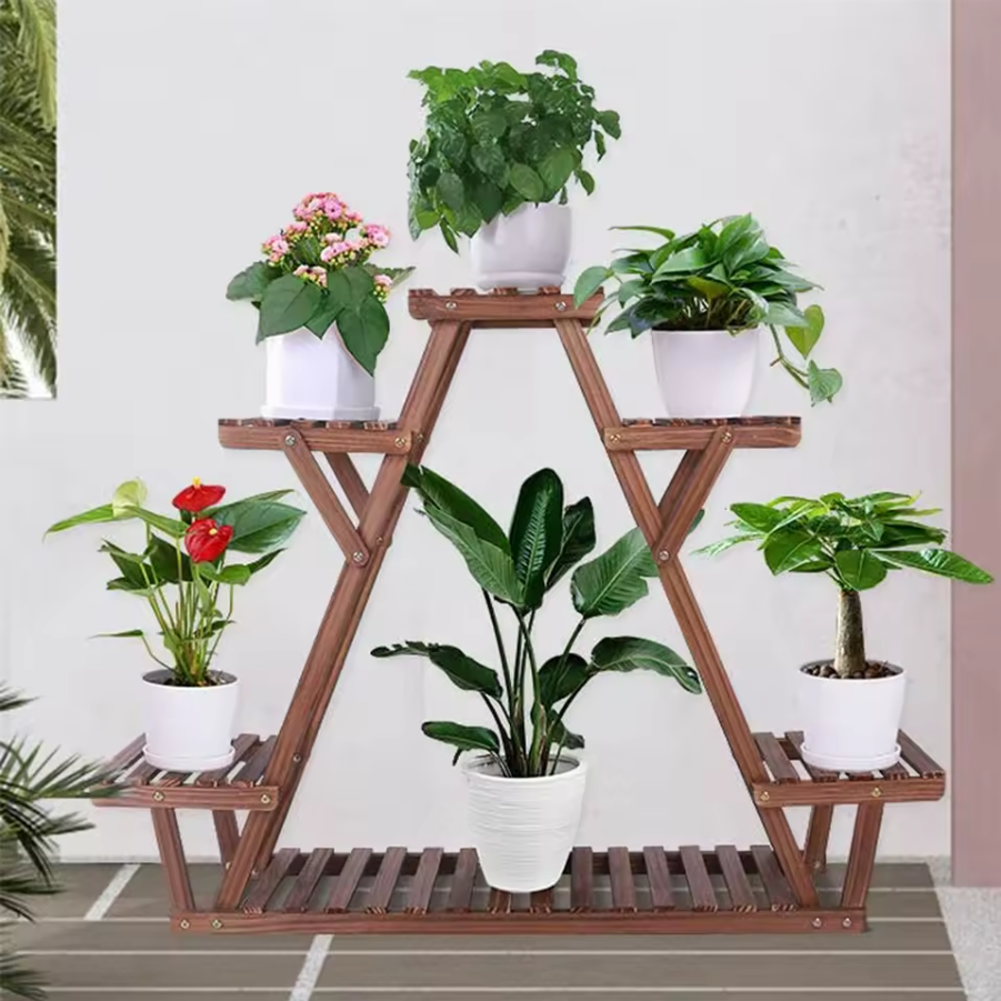 Wooden Plant Stand Shelf | 5-Tier Corner Display Rack