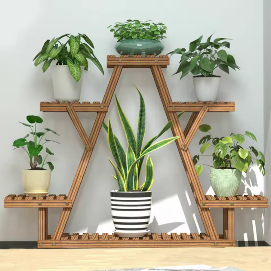 Wooden Plant Stand Shelf | 5-Tier Corner Display Rack
