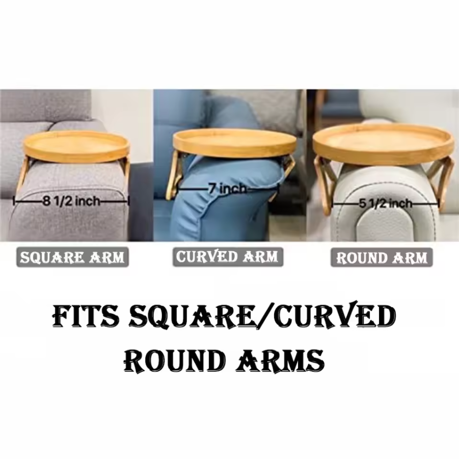 Wooden Sofa Arm Tray | Adjustable Couch Snack Table