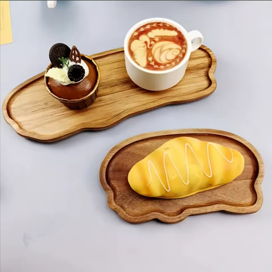 Wavy Wooden Serving Tray | Organic Decorative Display Tray