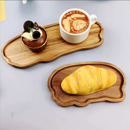 Wavy Wooden Serving Tray | Organic Decorative Display Tray