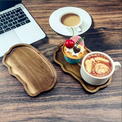 Wavy Wooden Serving Tray | Organic Decorative Display Tray
