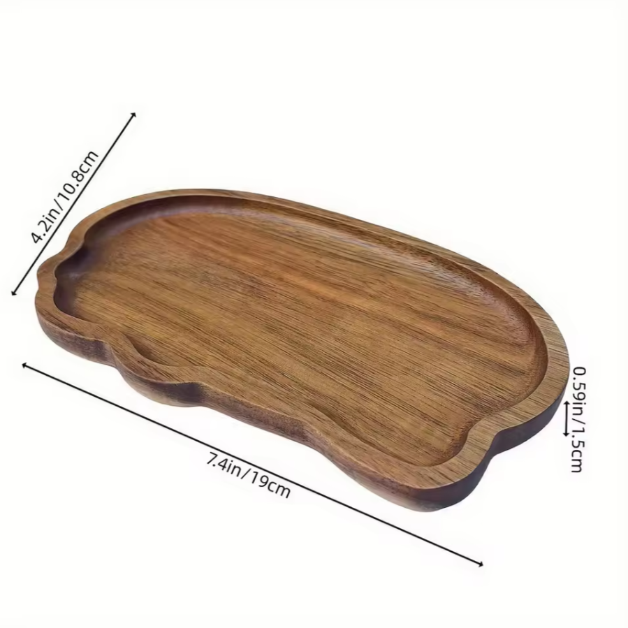 Wavy Wooden Serving Tray | Organic Decorative Display Tray