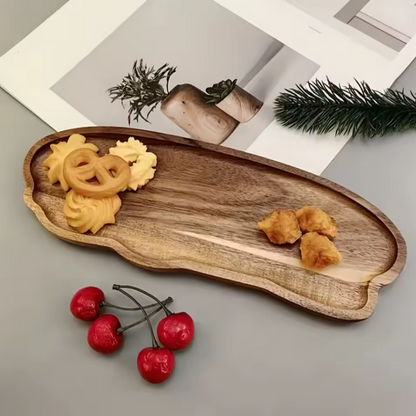 Wavy Wooden Serving Tray | Organic Decorative Display Tray