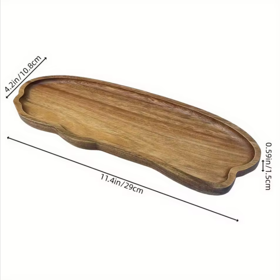 Wavy Wooden Serving Tray | Organic Decorative Display Tray