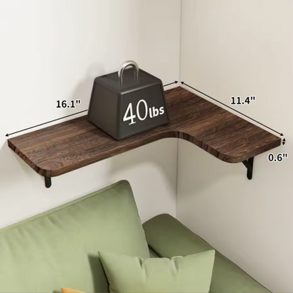 Corner Floating Shelf Set | 5-Tier Walnut Wall Display Shelves