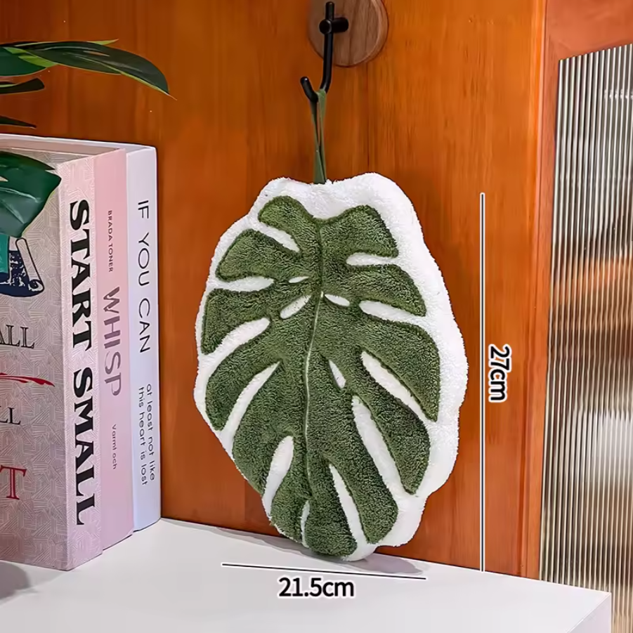 Leaf Shaped Hanging Towels | Plush Botanical Kitchen & Bathroom Towels