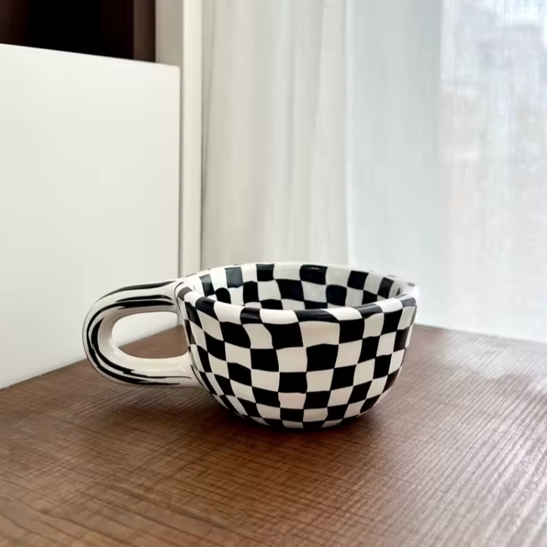 Irregular Ceramic Coffee Mug | Aesthetic Café Style Cup