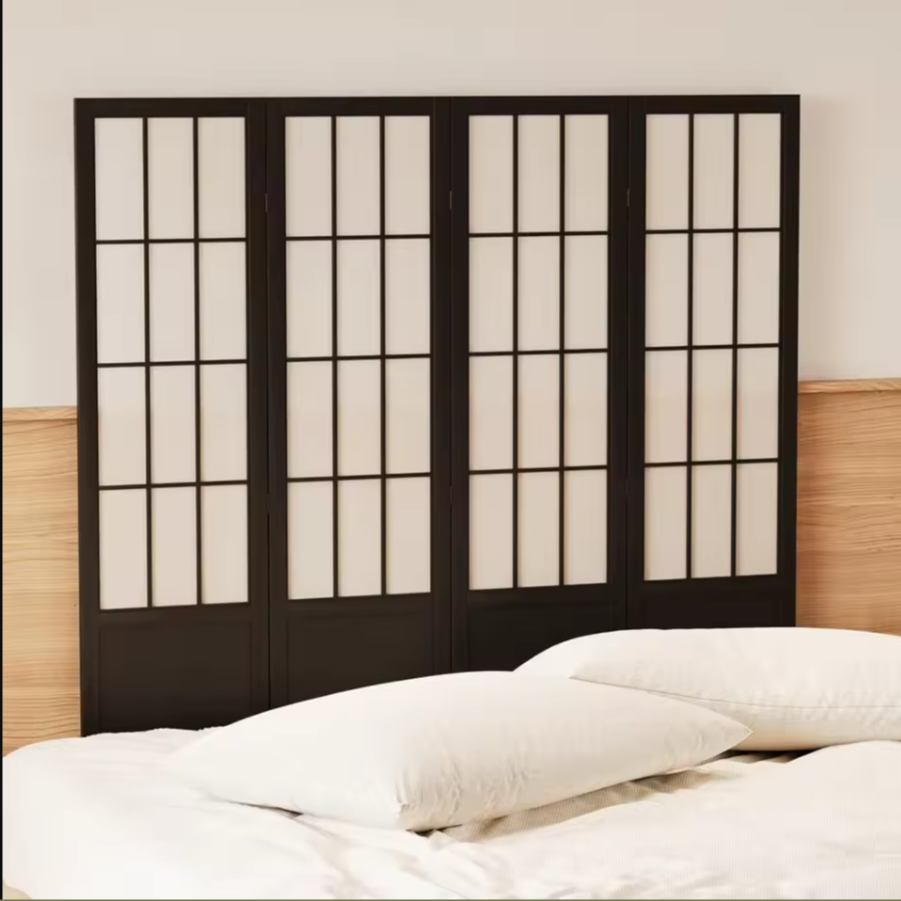 Japanese Style Folding Room Divider | Natural Wood Privacy Screen