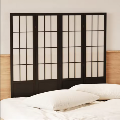 Japanese Style Folding Room Divider | Natural Wood Privacy Screen