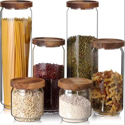 6-Piece Pantry Storage Jar Set | Airtight Glass Kitchen Containers