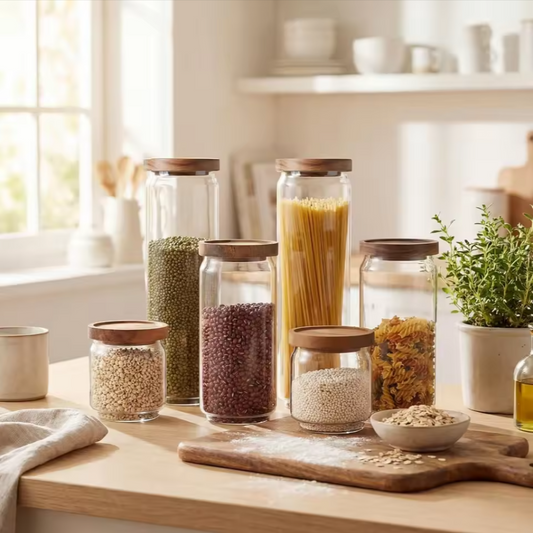 6-Piece Pantry Storage Jar Set | Airtight Glass Kitchen Containers