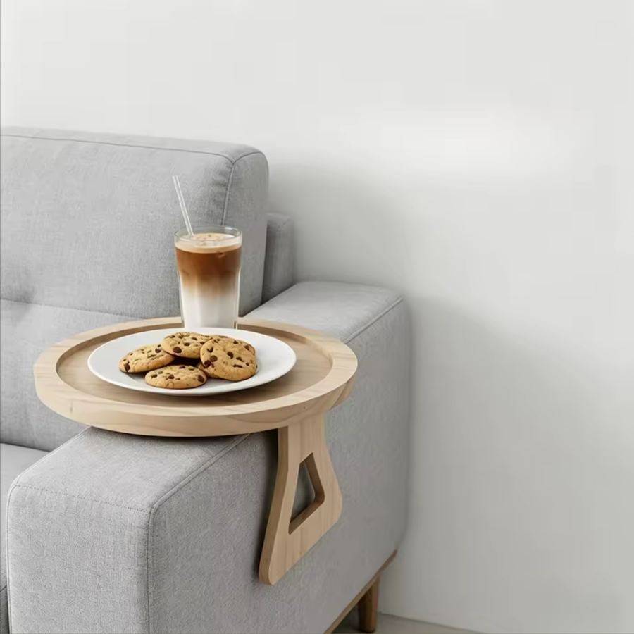 Wooden Sofa Arm Tray | Adjustable Couch Snack Table