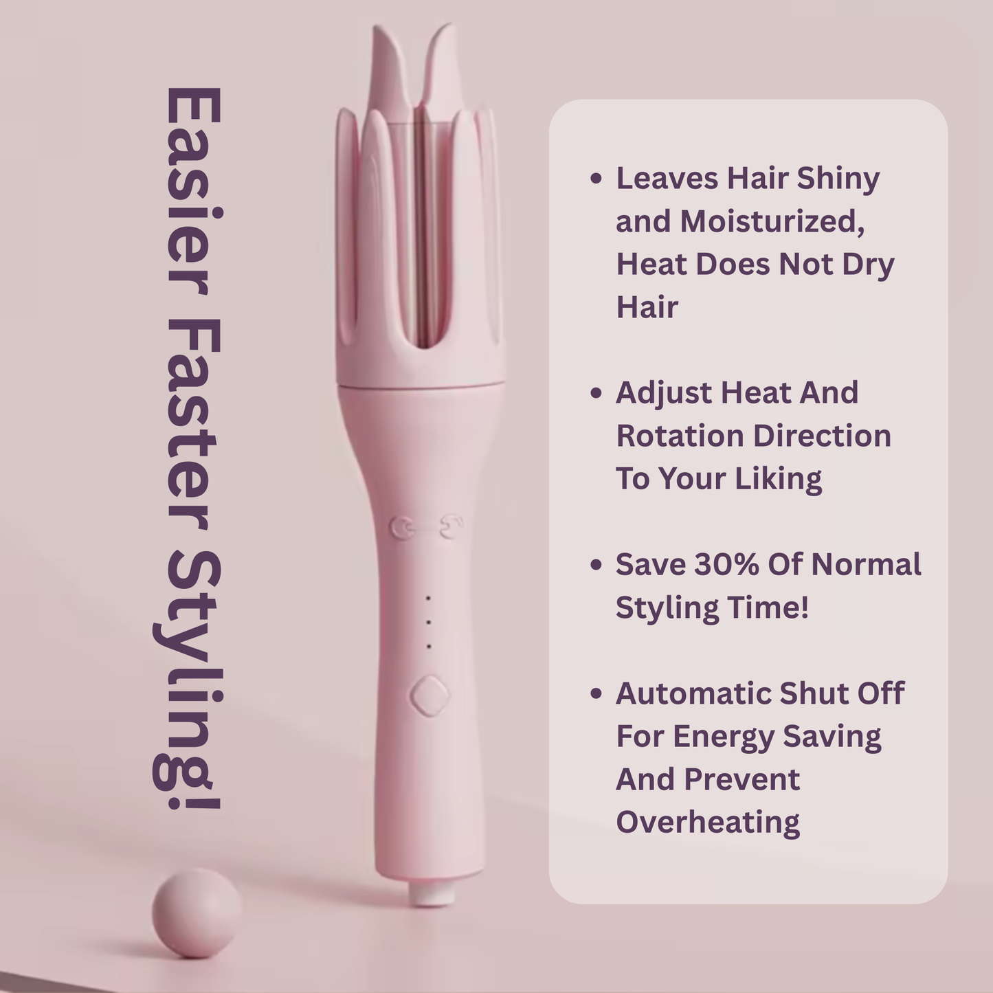 Automatic Rotating Fast Heating Curling Iron - Safety Features and Hair Protection