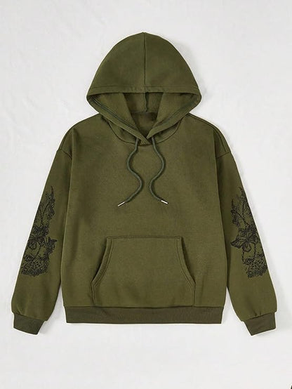 Beautiful Butterfly Black Ink Print Hoodie Enchanting Intricate Design