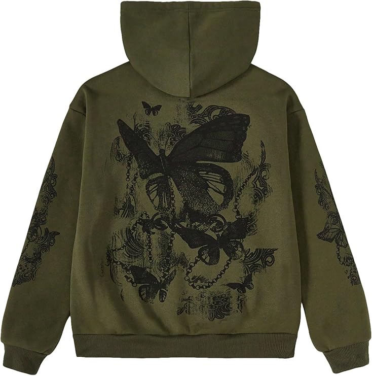 Beautiful Butterfly Black Ink Print Hoodie Enchanting Intricate Design