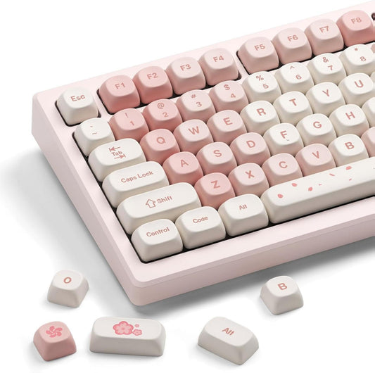 Pink Sakura PBT Keycaps MOA Profile 142 Keys Set for 60-100% Custom Keycaps