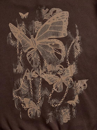 Beautiful Butterfly Black Ink Print Hoodie Enchanting Intricate Design
