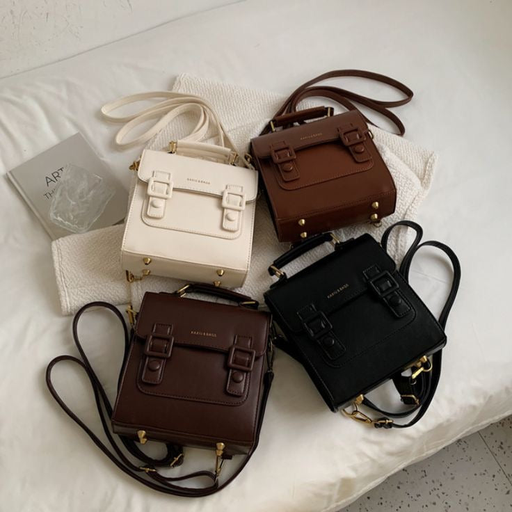 Vintage School Style Satchel Backpack | Chic Convertible Crossbody Bag