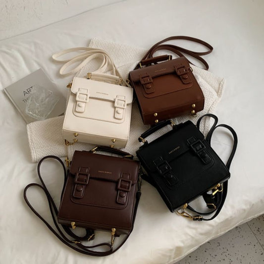 Vintage School Style Satchel Backpack | Chic Convertible Crossbody Bag