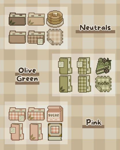 100+ Hand-Drawn Bakery-Themed Aesthetic Desktop Icons | Cute Laptop Folders for Windows & Mac | Comfy Customizable