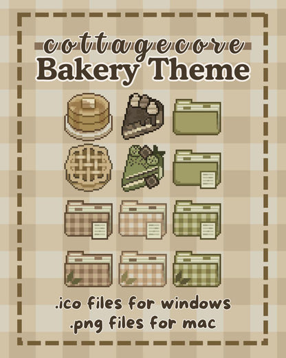 100+ Hand-Drawn Bakery-Themed Aesthetic Desktop Icons | Cute Laptop Folders for Windows & Mac | Comfy Customizable