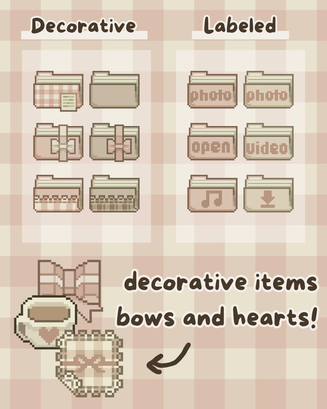 100+ Soft Pink Coquette Desktop Folders - Trendy Computer Customization [Compatible With Windows and Mac] Hand-drawn