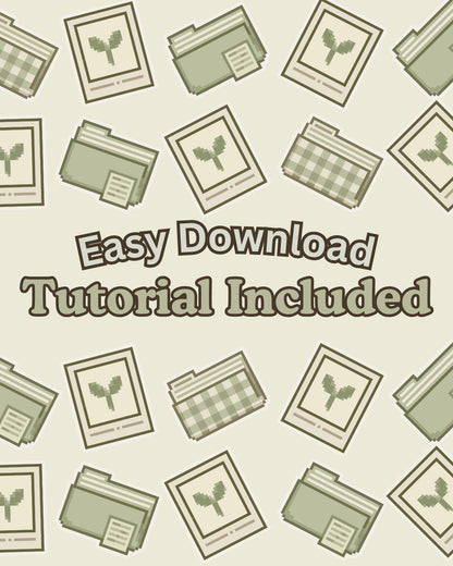 Minimalist Plant Folder Icons: Hand-Drawn Desktop Theme (Digital Download)