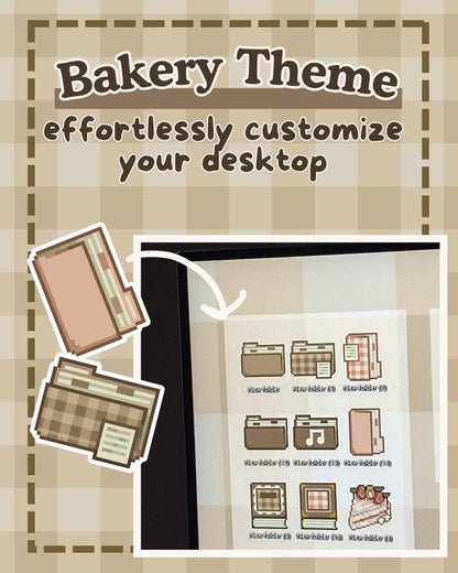 100+ Hand-Drawn Bakery-Themed Aesthetic Desktop Icons | Cute Laptop Folders for Windows & Mac | Comfy Customizable