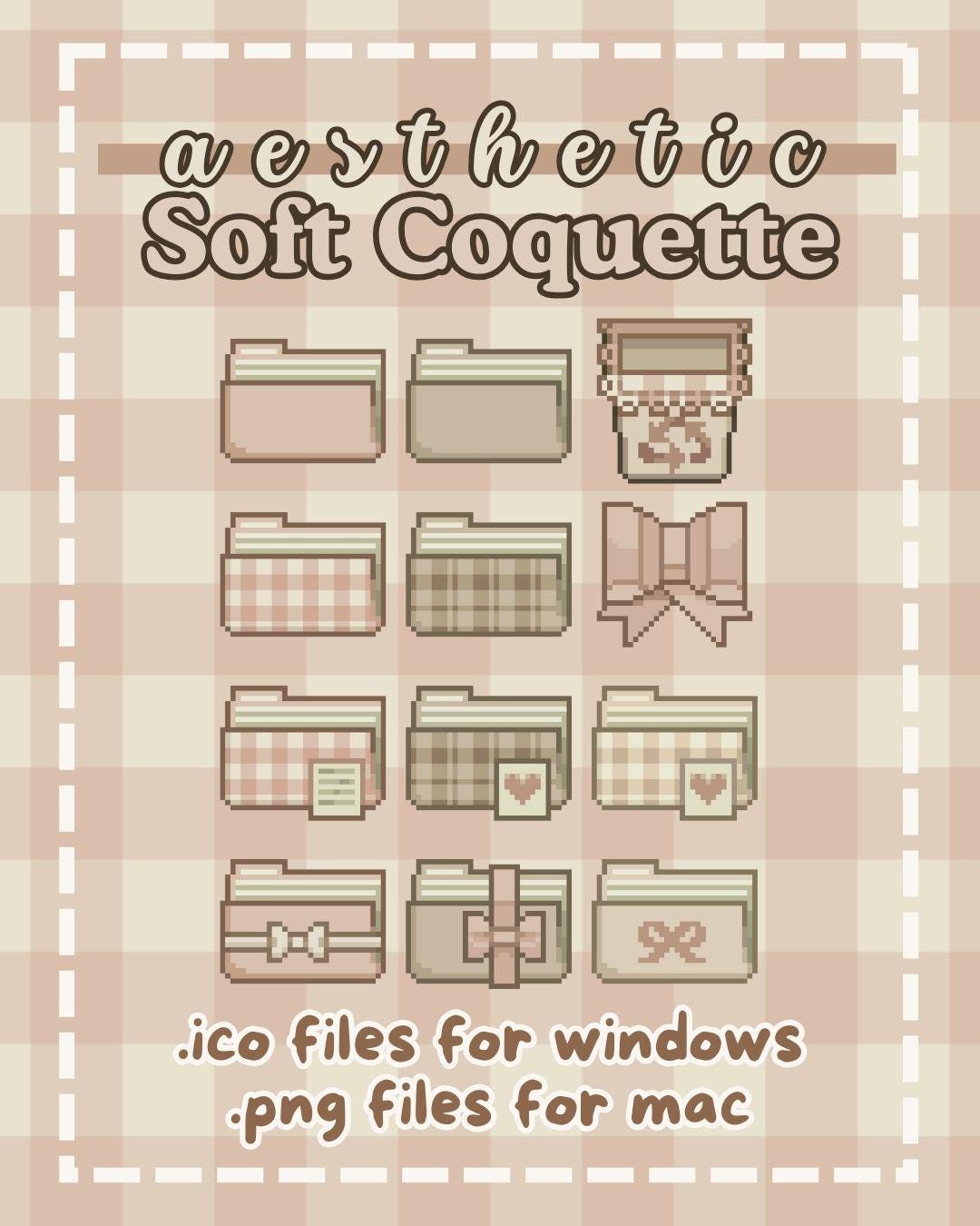 100+ Soft Pink Coquette Desktop Folders - Trendy Computer Customization [Compatible With Windows and Mac] Hand-drawn