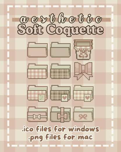 100+ Soft Pink Coquette Desktop Folders - Trendy Computer Customization [Compatible With Windows and Mac] Hand-drawn