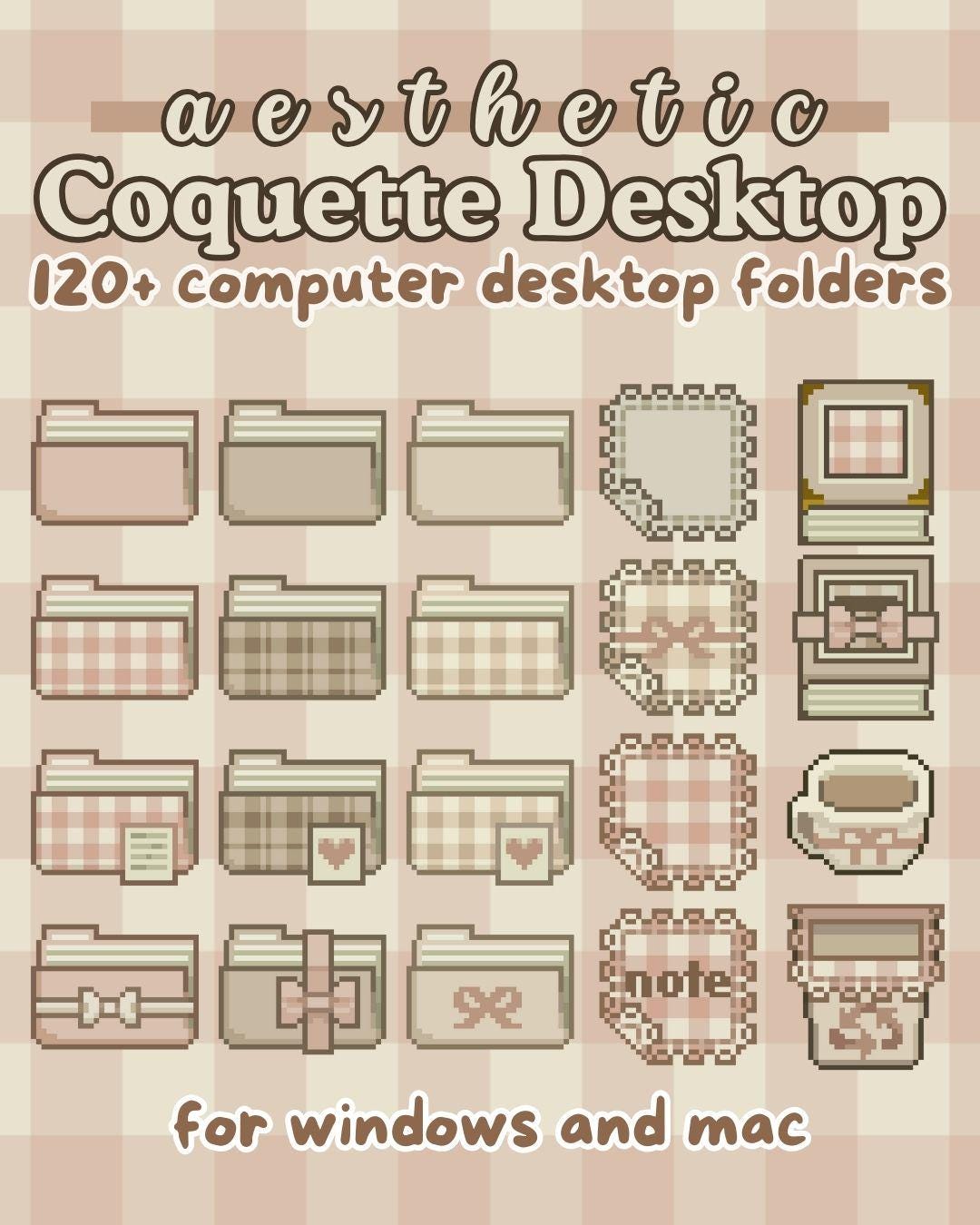 100+ Soft Pink Coquette Desktop Folders - Trendy Computer Customization [Compatible With Windows and Mac] Hand-drawn