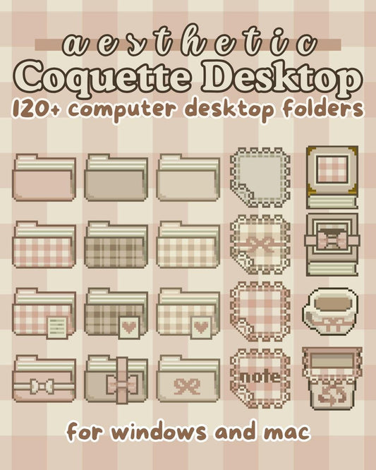 100+ Soft Pink Coquette Desktop Folders - Trendy Computer Customization [Compatible With Windows and Mac] Hand-drawn