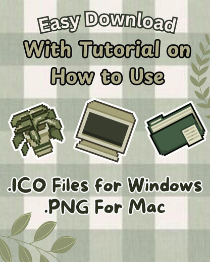 100+ Hand-Drawn Plant-Themed Pixel Art Desktop Icons | Custom Computer Folders for Mac & Windows | Beautiful Aesthetic