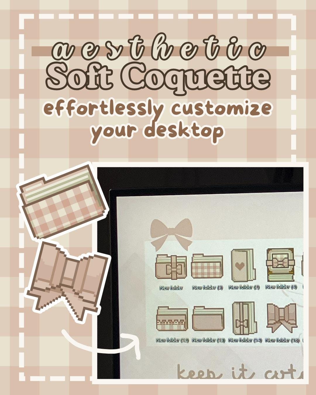 100+ Soft Pink Coquette Desktop Folders - Trendy Computer Customization [Compatible With Windows and Mac] Hand-drawn
