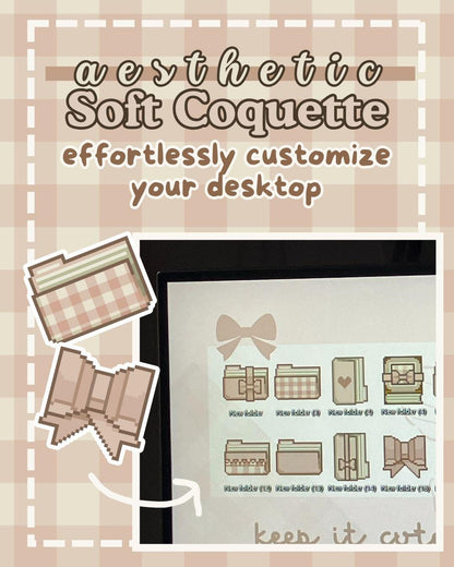 100+ Soft Pink Coquette Desktop Folders - Trendy Computer Customization [Compatible With Windows and Mac] Hand-drawn