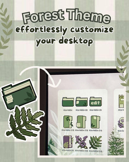 100+ Hand-Drawn Plant-Themed Pixel Art Desktop Icons | Custom Computer Folders for Mac & Windows | Beautiful Aesthetic