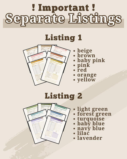 Dateless Digital Planner: Monthly, Weekly, Daily PDF (14 Colors Available) [Listing 1]