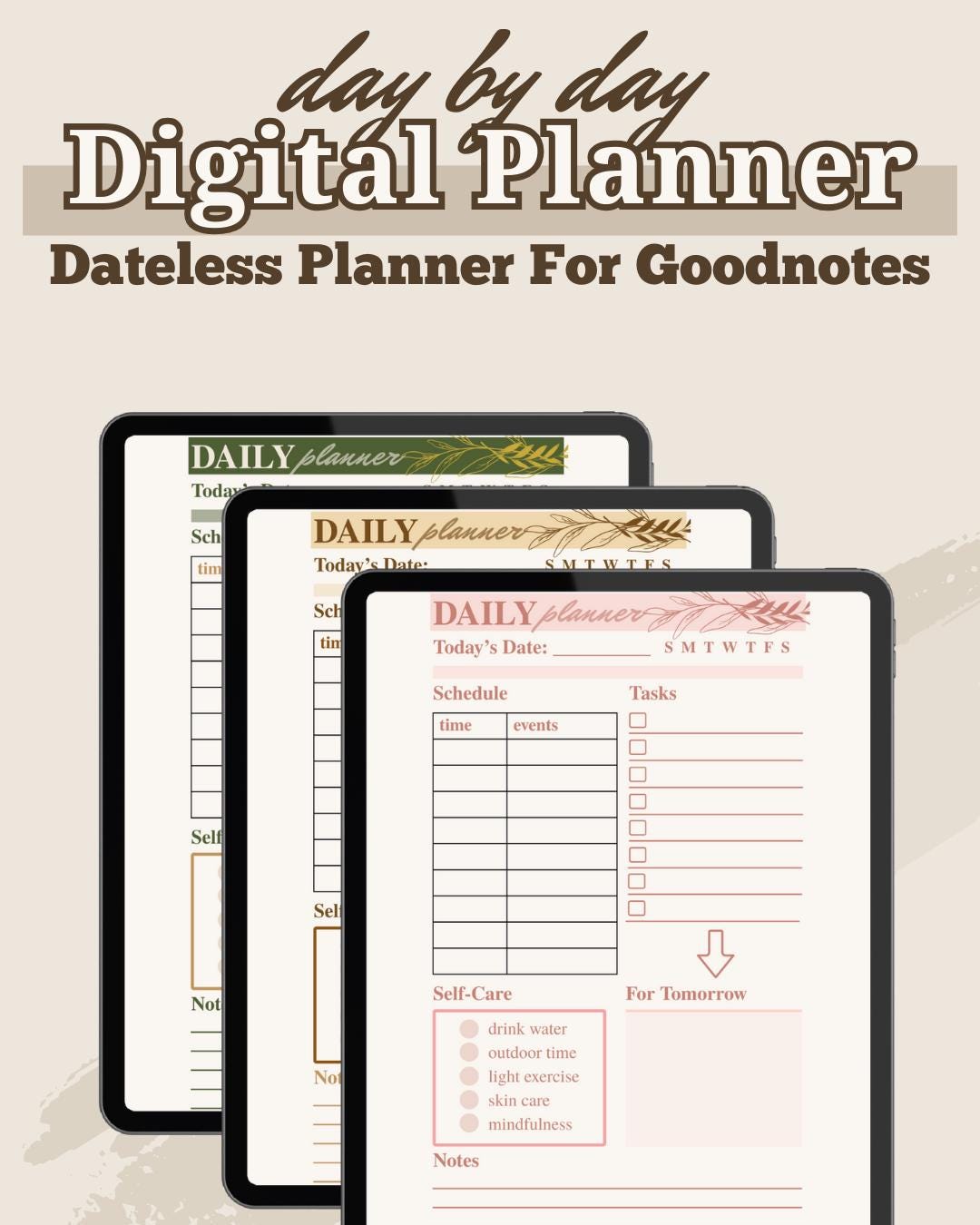 Dateless Digital Planner: Monthly, Weekly, Daily PDF (14 Colors) [Listing 2]