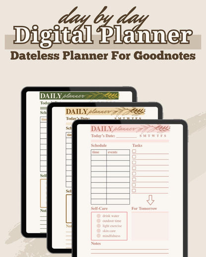 Dateless Digital Planner: Monthly, Weekly, Daily PDF (14 Colors) [Listing 2]