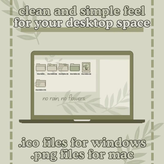 Minimalist Plant Folder Icons: Hand-Drawn Desktop Theme (Digital Download)