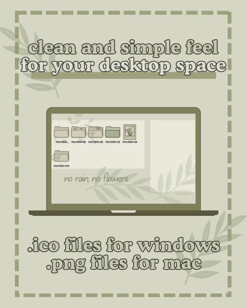 Minimalist Plant Folder Icons: Hand-Drawn Desktop Theme (Digital Download)